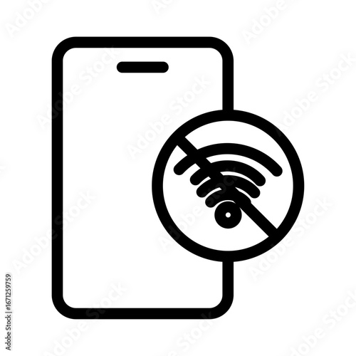 Secure Offline Line Icon of Digital Detox and Screen Time Management Icon Set