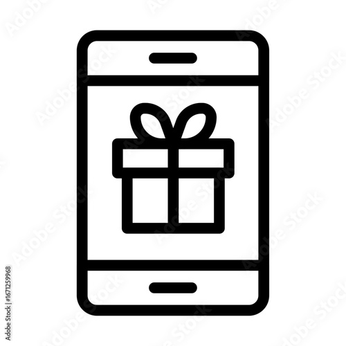 Mobile Rewards Line Icon of Subscription Economy Icon Set