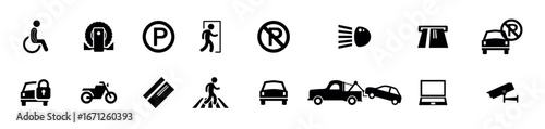 Set of car park reminder and information icons. Parking Icon Set Vector Design on White Background.
Car parking icon set  vector illustration.