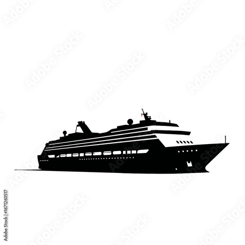 Elegant cruise ship silhouette gliding through calm waters, evoking luxury travel, adventure, and sophisticated vacation experiences for discerning travelers seeking escape.