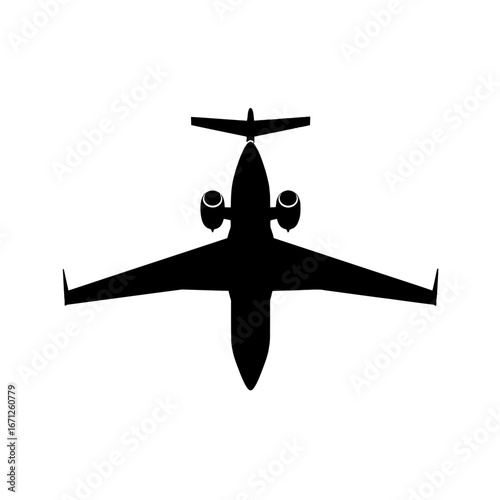 Sleek private jet silhouette from above, symbolizing luxury travel, business aviation, and exclusive journeys, perfect for corporate branding and premium lifestyle content.
