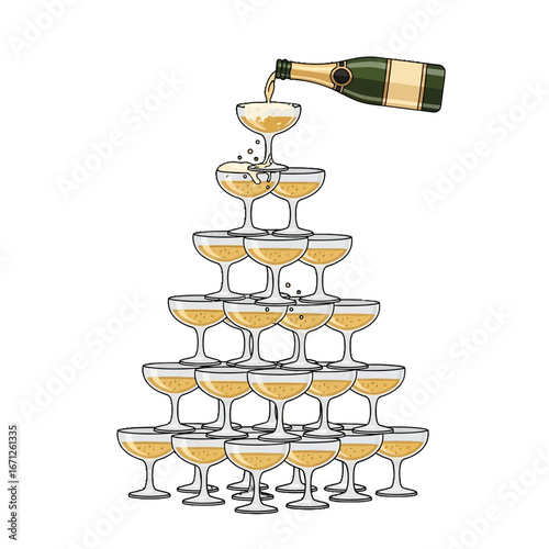 Celebrate in style with a dazzling champagne tower, creating unforgettable moments of joy and luxury for any special occasion, inspiring festivity and abundance.