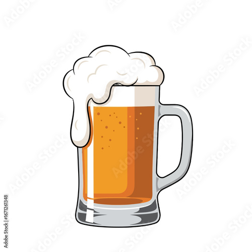Refreshing frothy beer mug illustration perfect for pub menus festive celebrations and casual gatherings evoking enjoyment and relaxation