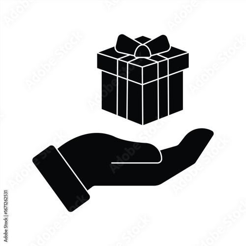 hand icon holding a package isolated on a white background. vector illustration