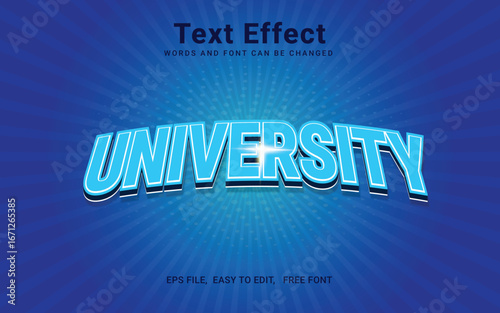 Editable University Text Effect Vector Graphic