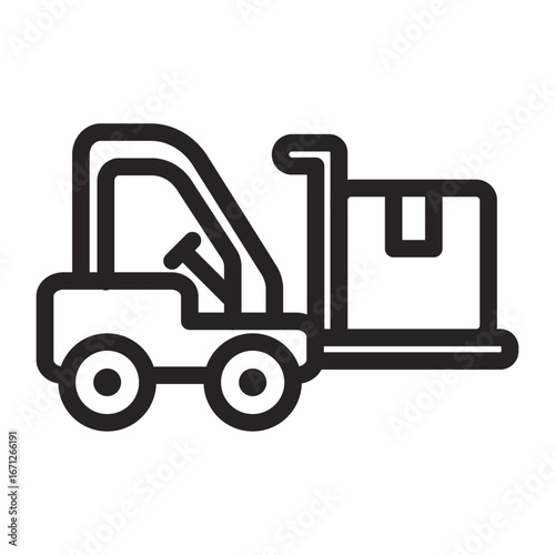 Forklift Line Icon of Logistics and Warehousing Icon Set