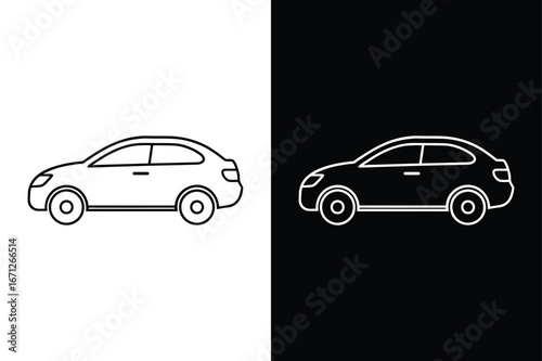 Car Outline Icon. Modern Line Vector Illustration in Black and White