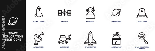 Space Exploration Line Icon Set