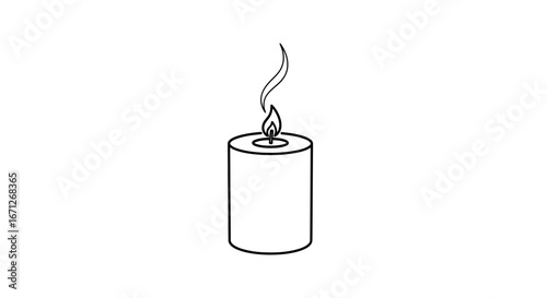 Simple Line Art Illustration of a Burning Candle