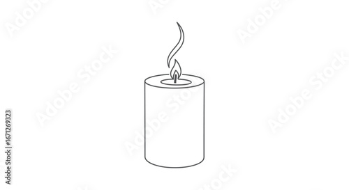 Simple Candle Outline with Flickering Flame Illustration