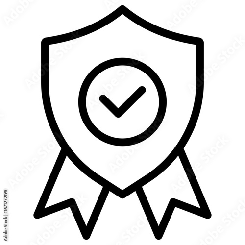 Verified Certificate Line Icon of Legal Document Verification Icon Set