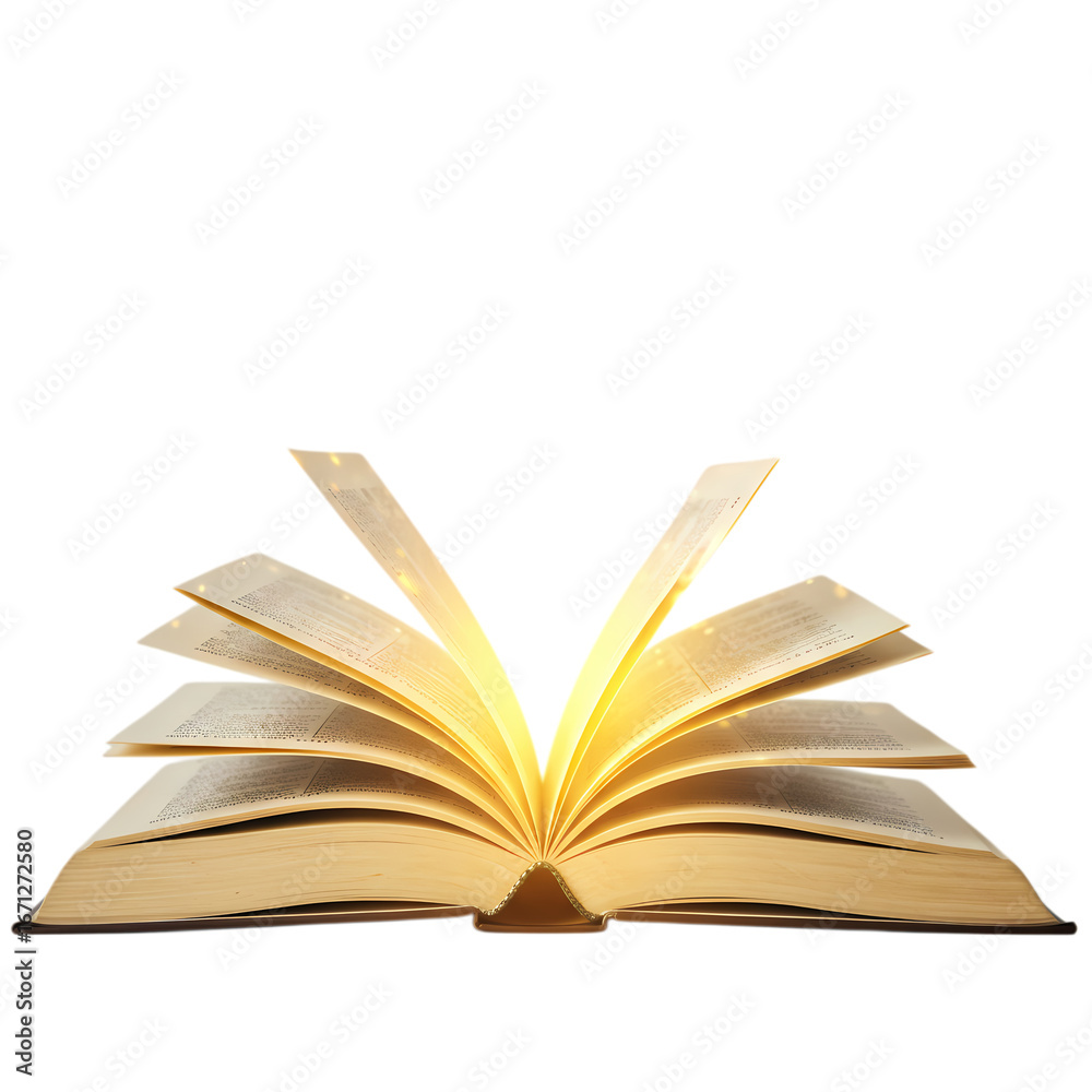 Fototapeta premium Open Book Glowing Pages: Knowledge, Wisdom, Education, Learning