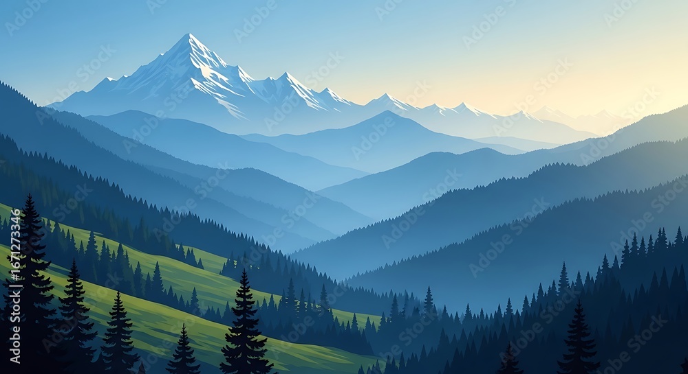 Obraz premium Mountain Valley Landscape.