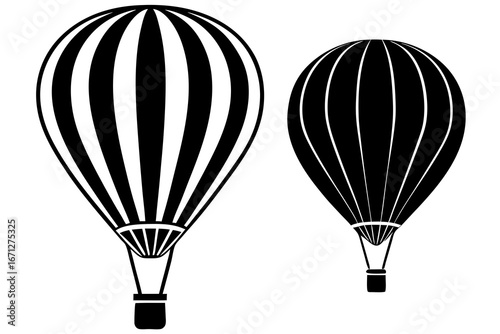 Hot air balloon flying silhouette illustration