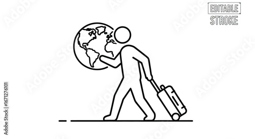 Global travel icon vector illustration for international business trip
