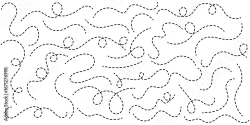 Hand drawn curve dotted line . dashed hand drawn squiggle loopy line set . vector icon .