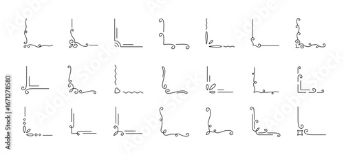 Collection of decorative corner designs with Editable Stroke