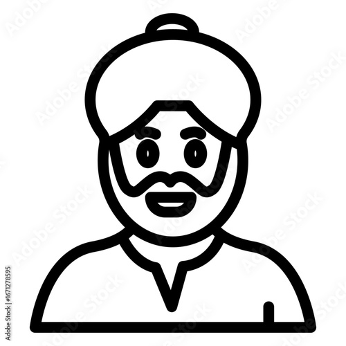 Man in Turban Line Icon of Cultural Diversity Icon Set