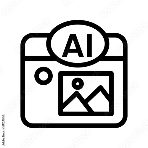 AI Drawing Tool Line Icon of AI-powered Design Tools Icon Set
