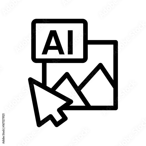 AI Image Import Line Icon of AI-powered Design Tools Icon Set