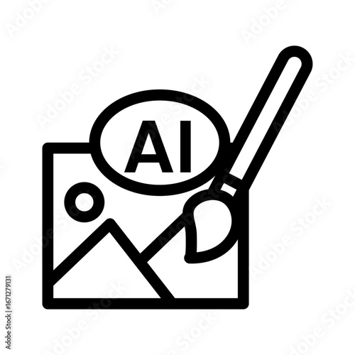 AI Photo Editing Line Icon of AI-powered Design Tools Icon Set