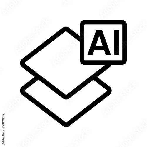 AI Design Assets Line Icon of AI-powered Design Tools Icon Set