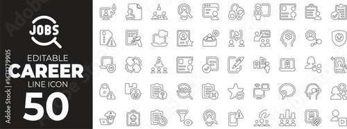 Career and Personal Growth set of web icons in line style. Professional development linear icons collection. Containing success, target, achievement, progress, trophy, work, business, competition