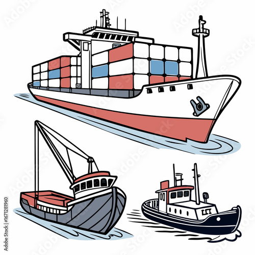 vector illustration of a ship