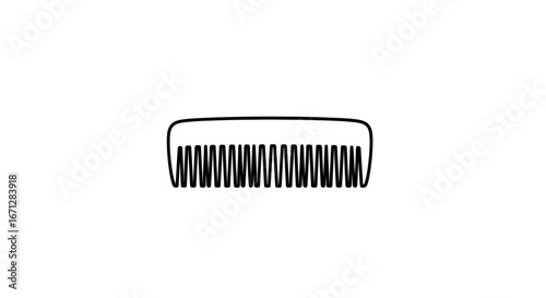 Simple Black Outline of a Hair Comb.