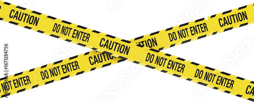 Yellow and Black Caution Do Not Enter Tape Crisscross Pattern with Striped Background