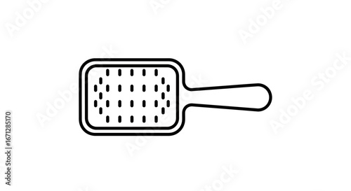 Simple Black Line Art of a Detangling Hairbrush