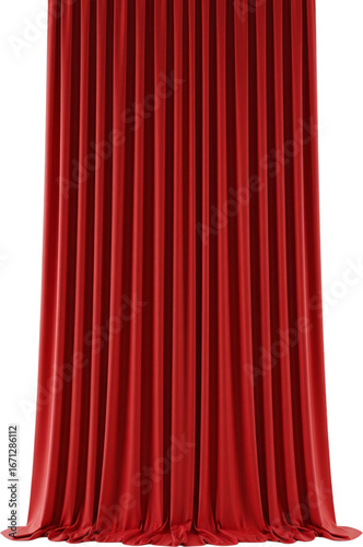 Vibrant Red Velvet Stage Curtain with Elegant Vertical Drapes and Rich Fabric Texture