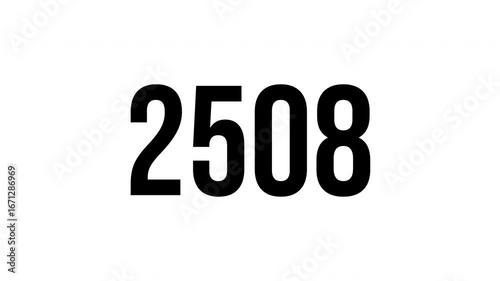 Animated number counter from zero to five thousand with black ink drops on a transparent background