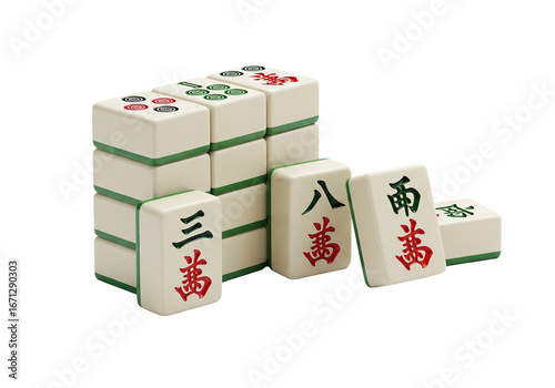 Mahjong tiles isolated 