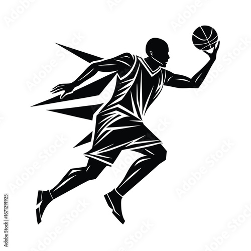 Abstract basketball player man in action vector silhouette on white background
