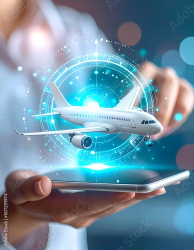 Digital Airplane Booking, Mobile Screen, Travel