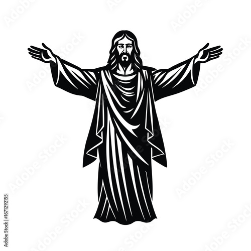 Jesus vector silhouette on white background