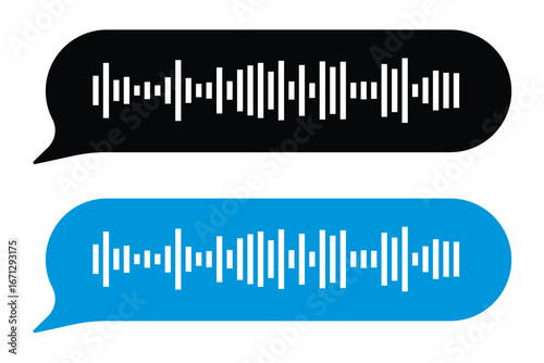 Voice message bubble with sound wave, showing paused playback, representing the action of listening to a voice message in a chat application in eps 10.