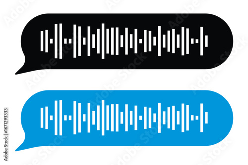 Soundtrack of sound waves of audio chat dialogue voice message in social media messenger, in messaging app, in recording studio. Vector illustration of sound signal for melody in eps 10.