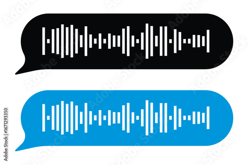 Soundtrack of sound waves of audio chat dialogue voice message in social media messenger, in messaging app, in recording studio. Vector illustration of sound signal for melody in eps 10.