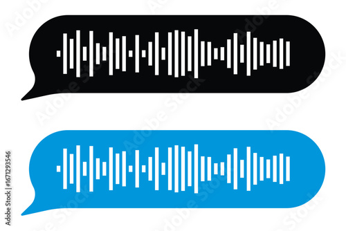 Soundtrack of sound waves of audio chat dialogue voice message in social media messenger, in messaging app, in recording studio. Vector illustration of sound signal for melody in eps 10.