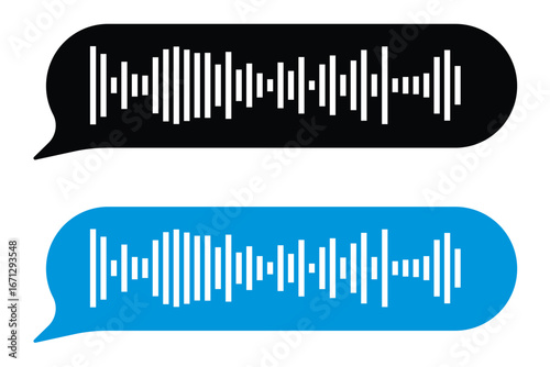 Soundtrack of sound waves of audio chat dialogue voice message in social media messenger, in messaging app, in recording studio. Vector illustration of sound signal for melody in eps 10.