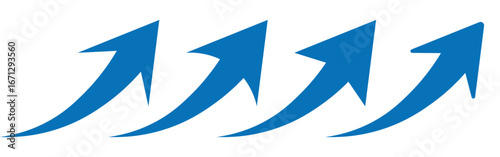 Curve arrow upward business growth concept green red blue yellow set