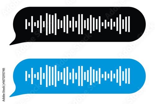 Soundtrack of sound waves of audio chat dialogue voice message in social media messenger, in messaging app, in recording studio. Vector illustration of sound signal for melody in eps 10.