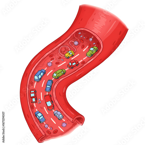 Blood Vessel Illustration: Cellular Transport & Blood Flow Diagram