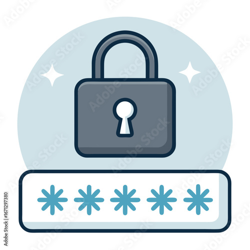 Secure login icon with padlock and password field