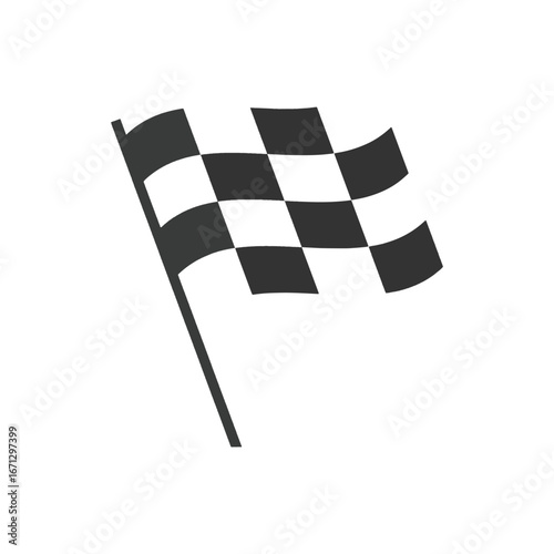 Checkered Racing Flag Icon. Black and White Finish Line Symbol for Motorsport and Competition