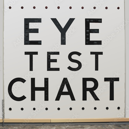 Close-up of an eye test chart on a white background