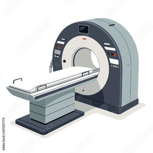 Illustration of a CT scanner machine on a white background