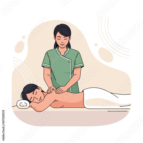 Woman receiving a relaxing back massage at a spa, enjoying the therapeutic touch and wellness benefits